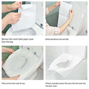 Toilet Seat Covers Disposable, 50-Count Flushable Paper Travel Toilet Seat Covers for Adults and Kid...