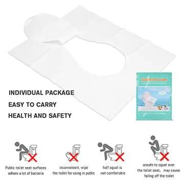 Toilet Seat Covers Disposable, 50-Count Flushable Paper Travel Toilet Seat Covers for Adults and Kids Potty Training, Great Biodegrable Accessories for Public Restrooms, Airplane, Camping