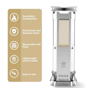 BiggerFire Secondary Combustion Low Smoke Camping Stove, Aluminium Tabletop Fire Pit for Outdoor Safe Burning Firepits Fueled Pellets,Portable Camp Stove with Carry Bag for Backyard Patio Garden