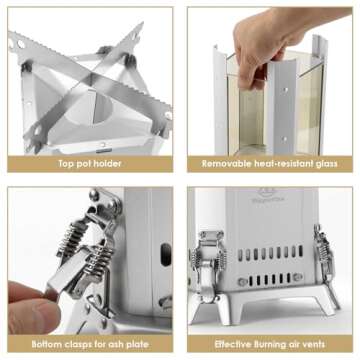 BiggerFire Secondary Combustion Low Smoke Camping Stove, Aluminium Tabletop Fire Pit for Outdoor Safe Burning Firepits Fueled Pellets,Portable Camp Stove with Carry Bag for Backyard Patio Garden