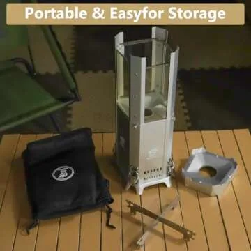 BiggerFire Secondary Combustion Low Smoke Camping Stove, Aluminium Tabletop Fire Pit for Outdoor Safe Burning Firepits Fueled Pellets,Portable Camp Stove with Carry Bag for Backyard Patio Garden