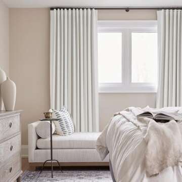 Cream Linen Blackout Curtains 84 inch Length 2 Panels Set for Bedroom Thermal Insulated 100% Blackout Linen Drapes Back Tab Neutral Rustic Farmhouse Block Out Room Darkening Window Curtains Ivory