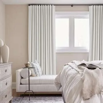 Cream Linen Blackout Curtains 84 inch Length 2 Panels Set for Bedroom Thermal Insulated 100% Blackout Linen Drapes Back Tab Neutral Rustic Farmhouse Block Out Room Darkening Window Curtains Ivory