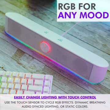 Tilted Nation Computer Soundbar for Desktop (White (Old))