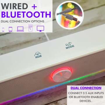 Tilted Nation Computer Soundbar for Desktop (White (Old))