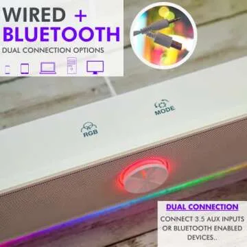 Tilted Nation Computer Soundbar for Desktop (White (Old))