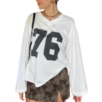 IDEWO Y2k Summer Graphic Tee for Women - Oversized Jersey