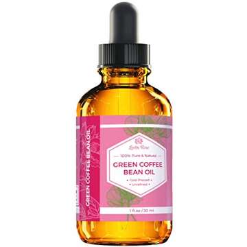 Leven Rose Green Coffee Bean Oil 100% Natural Pure Cold Pressed Unrefined Coffeebean Oil For Around Eyes, Face, Nails, Skin, And Hair- 1 oz Bottle (1 ounce)