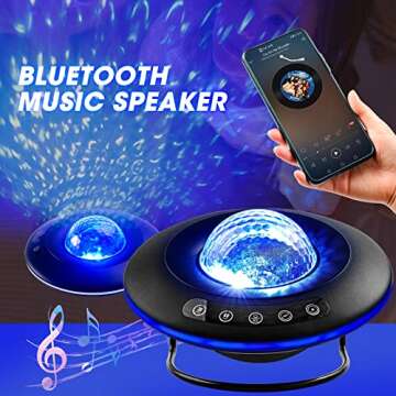 LooEooDoo Star Projector, Galaxy Starry Projection Lamp, Bluetooth Speaker Aurora Lighting with Time...