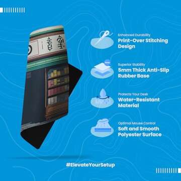 Deskr Pixel Palace Deskpad Full XL Gaming Desk Mat Gamer Desk Pad with Stitched Edges 5mm Thick Non-...