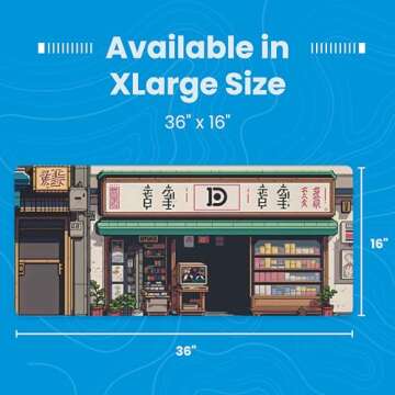 Deskr Pixel Palace Deskpad Full XL Gaming Desk Mat Gamer Desk Pad with Stitched Edges 5mm Thick Non-Slip Water-Resistant Rubber Laptop Computer Mousepad for Office & Home - 35.4 x 15.7 in