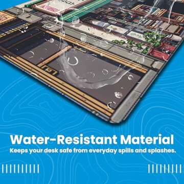 Deskr Pixel Palace Deskpad Full XL Gaming Desk Mat Gamer Desk Pad with Stitched Edges 5mm Thick Non-Slip Water-Resistant Rubber Laptop Computer Mousepad for Office & Home - 35.4 x 15.7 in