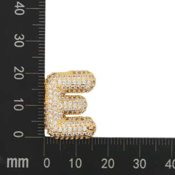 Bubble Letter Necklace Gold for Women，Charm Balloon Initial Letter Pendant Zirconia Inlaid Necklaces Fashion Gifts Jewelry (bubble letter-E)