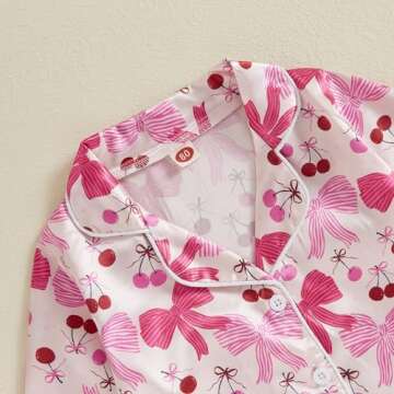 Twopumpkin Toddler Girl Satin Silk Pajamas Button Down Shirt Pants 2 Piece Pajama Set Little Kids Girls Cute Pjs Nightgown (Cute Bow Cherry Pink, 18-24 Months)