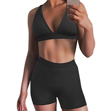 LuFeng Women's High Waist Leggings and Crop Top Set