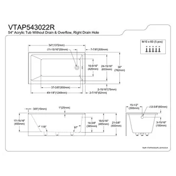 Luxurious Kingston Brass Aqua Eden Alcove Bathtub - 54 Inch White