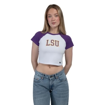 Hype & Vice Homerun Tee for Women - LSU Women's Crop Top - Stylish Game Day Apparel