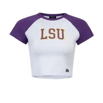 Hype & Vice LSU Homerun Tee for Women - Trendy Crop Top