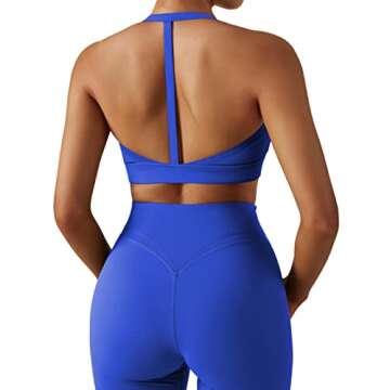 MOSHENGQI Y Back Padded Sports Bra for Women Racerback Strappy Workout Yoga Bra(S,215-Royal Blue)
