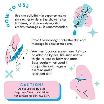 Scala Silicone Anti Cellulite Massager, Body Shower Scrubber, Cellulite Remover - Improve Circulation, Distribute Fat Deposits, Body Massager, Exfoliator, Fat Roller Use with Creams and Oils, Aqua