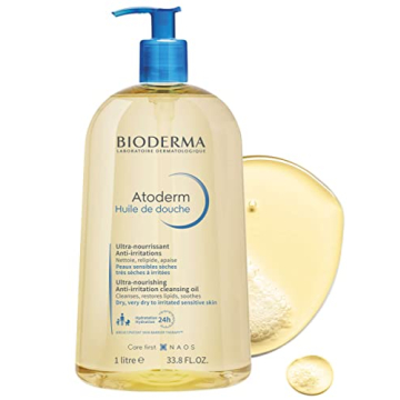 Bioderma Atoderm Shower Oil, Cleansing Oil For Face & Body, Nourishing Cleansing Oil For Dry to Atopic Sensitive Skin For Softer & Smooth Skin For Your Whole Family