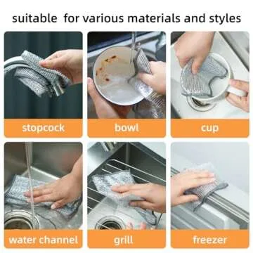 DyPinYise Multipurpose Wire Miracle Cleaning Cloths, Magnifying Wire Dishwashing Rags for Wet and Dry Mesh Microfiber Cleaning Cloth for Metal, Kitchen, Dishes
