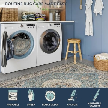 Lahome Floral Medallion Area Rug - Non-Slip & Washable