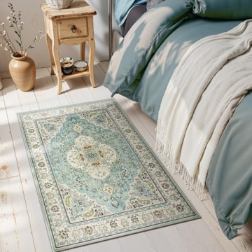 Lahome Floral Medallion Area Rug - Non-Slip & Washable