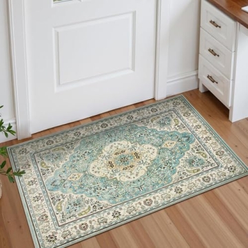 Lahome Floral Medallion Area Rug - Non-Slip & Washable