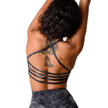 Kamo Fitness Iris Strappy Sports Bra for Women Light Support Backless Crop Top Removable Padding Ope...