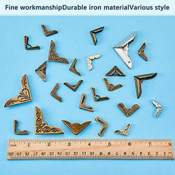 Metal Book Corner Edge Cover Guard Vintage Iron Corner Cover Triangle Carved Decorative Angle Protec...