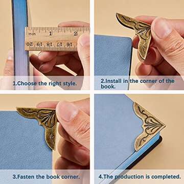 Metal Book Corner Edge Cover Guard Vintage Iron Corner Cover Triangle Carved Decorative Angle Protector Metal Furniture Cover Pad for School Album Scrapbook Notebook (96 Pieces)
