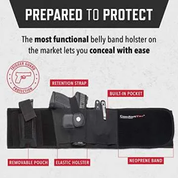 ComfortTac Belly Band Holster for Concealed Carry - Adjustable Neoprene