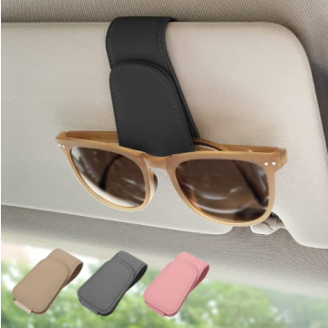 Ompellus Magnetic Leather Sunglass Holder for Car Sun Visor - Perfect for All Eyewear!