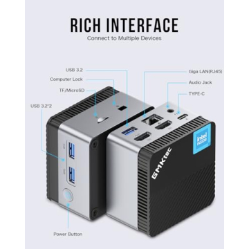 GMKtec Mini PC Windows 11 Pro Intel 11th Gen N5105, 10nm 8GB RAM 128GB SSD M.2 2242 Micro Desktop Computer with Dual HDMI 4K, Dual DDR4, Dual WiFi, Giga, BT4.2& Cooling Fans