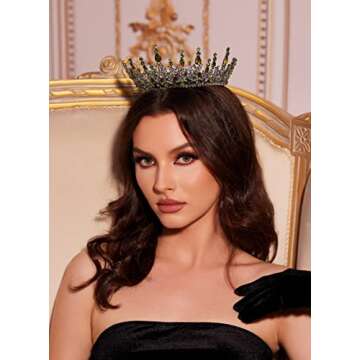 SWEETV Green Queen Crown - Enchanting Gothic Tiara
