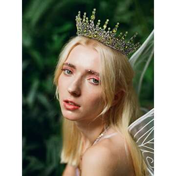SWEETV Green Queen Crown - Enchanting Gothic Tiara