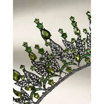 SWEETV Green Queen Crown - Enchanting Gothic Tiara