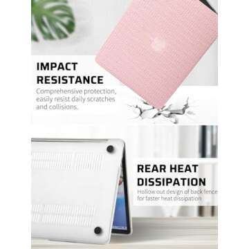 Seorsok Compatible with MacBook Air 13 Inch Case2022 2021 2020 2019 2018 Release A1932 A2179 M1 A2337 Touch ID,Elegant Leather Plastic Hard Shell Case Transparent Keyboard Cover,Pink Woven Fabric