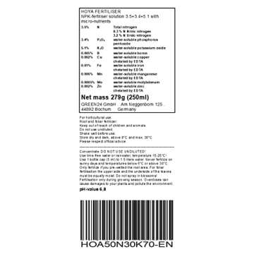 Hoya Plant Food - Liquid Fertilizer HighTech NPK, Root, Soil, Foliar, Fertiliser - Professional Plan...