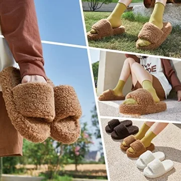 POSEE Fuzzy Memory Foam Slippers for Women, Cozy & Stylish