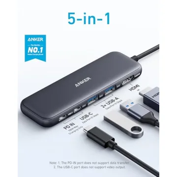 Anker 332 USB-C Hub 5-in-1 with 4K HDMI Fast Data Ports
