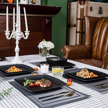 Melamine 12pcs Classic Square Dinnerware Set for 4