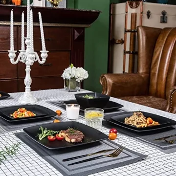 Melamine 12pcs Classic Square Dinnerware Set for 4