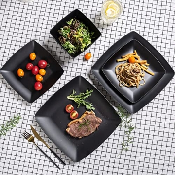 Melamine 12pcs Classic Square Dinnerware Set for 4