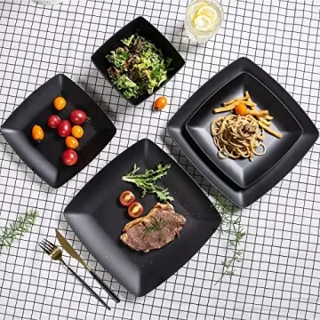 Melamine 12pcs Classic Square Dinnerware Set for 4