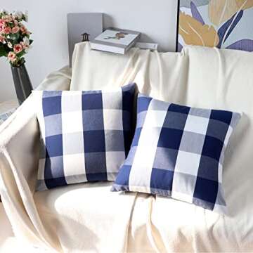 NAVIBULE Buffalo Check Plaid Pillow Covers - 18 x 18 Outdoor Farmhouse Style Pack of 2