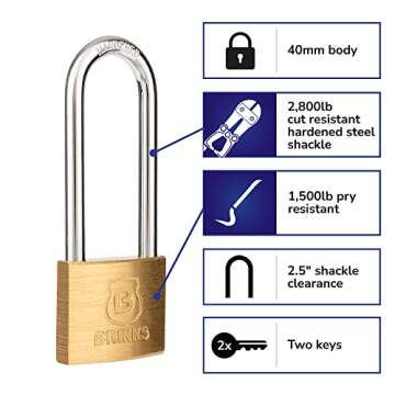 Durable BRINKS 40mm Brass Keyed Padlock for Security