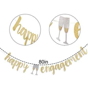 Happy Engagement Banner - Engagement Party Decorations Sign,engaged Party Decoration,wedding Engagem...