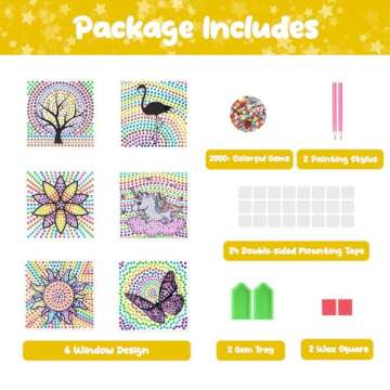 Arts and Crafts for Kids Ages 8-12 - Big Gem Diamond Art Painting for Girls Ages 8-12 - 6Pcs Window ...